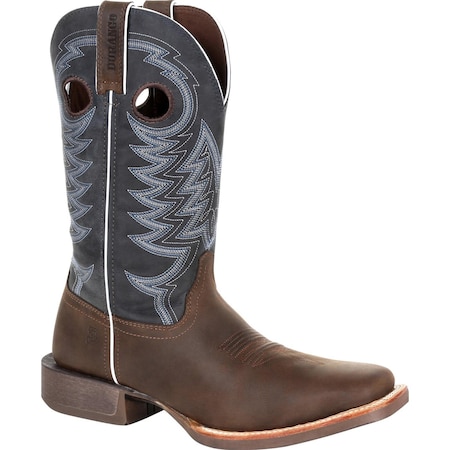 Durango Men's Western Boot, 9 M, Leather, 12 in H, Belgian Brown/Denim Blue DDB0216